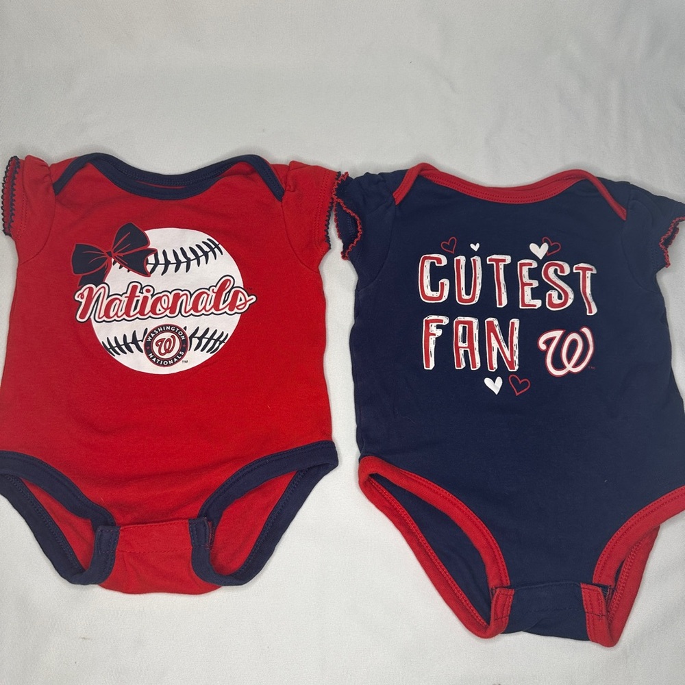 Washington Nationals Baby Girl Bodysuit Set – Size 3–6 Months